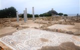 Sardinie, rajský ostrov nurágů v tyrkysovém moři, stan - Itálie - Sardínie - Nora, antické památky, zachované mosaikové podlahy