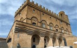 Nejkrásnější zahrady krajů Lazio a Umbrie, Den květin ve Viterbu 2017 - Itálie - Orvieto, Palazzo del Popolo, zvonice 1315