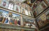 Řím, Vatikán a zahrady Tivoli, Subiaco, UNESCO - Řím - Vatikán - Sixtinská kaple, zleva dole Předání klíčů sv.Petrovi - Perugino a Poslední večeře - Rosselli