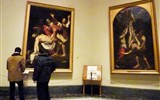 Poznávací zájezd - Vatikán - Řím  - Vatikán -  vlevo Caravaggio, Snímání z kříže, 1600-4