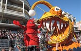 Karneval světel v Nice a festival citrusů v Mentonu - Francie - Menton - Corsi des Fruits d´Or, hele humr a zubatá ryba a všechno z citrusů