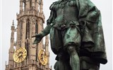 Belgie, památky UNESCO a květinový koberec - Belgie - Antverpy, P.P.Rubens a věž katedrály