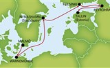 Plavba Baltem, bílé noci v Petrohradě - Rusko - mapa okružní plavby Baltským mořem