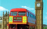 Londýn a královský Windsor letecky - Velká Británie - Anglie - Londýn, typický patrový autobus a Big Ben