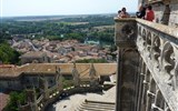 Languedoc, katarské hrady, moře Lví zátoky a kaňon Ardèche letecky 2020 - Francie - Languedoc - Béziers, pohled z věže katedrály St.Nazaire
