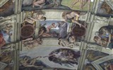 Řím, věčné město 2019 - Řím - Sixtinská kaple, zhora Stvoření Evy, Stvoření Adama, Michelangelo, 1508-12
