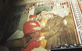 Pěšky po Toskánsku a údolí UNESCO Val d'Orcia 2020 - Itálie - Lazio - Pienza, San Francesco, fresky líčící život sv.Františka, C.di Biudoccio a Meo do Pera