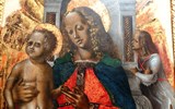 Milano - adventní víkend v Itálii 2019 - Itálie - Milán - Pinacoteca di Brera - Madona s dítětem, detail blonďaté madony, B.Butinone, 1484