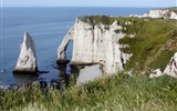 Poznávací zájezd - Pobřeží Atlantiku - Francie - Normandie - Étretat, bělostné útesy nad modrým mořem